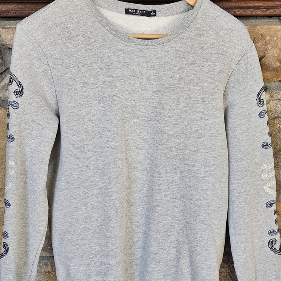 Womens Max Jeans Light Gray Crewneck Sweater - Picture 1 of 7